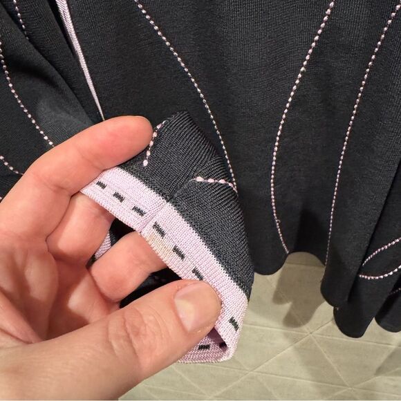 Ming Wang Pink and Gray Open Front Cardigan L - Picture 4 of 7